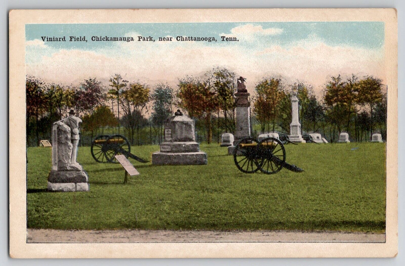 Viniard Field Chickamauga Park Chattanooga TN Postcard Civil War Monuments 1920s