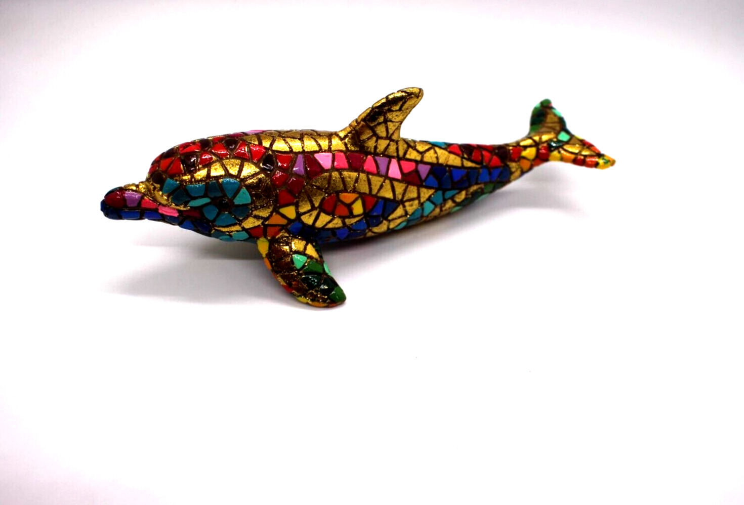 BARCINO CARNIVAL 43564 18CM TILE MOSAIC DOLPHIN HAND-PAINTED