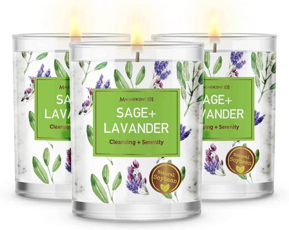 Pure Sage Lavender Smudge Set 3 Candles House Energy Cleansing  Banish Negative