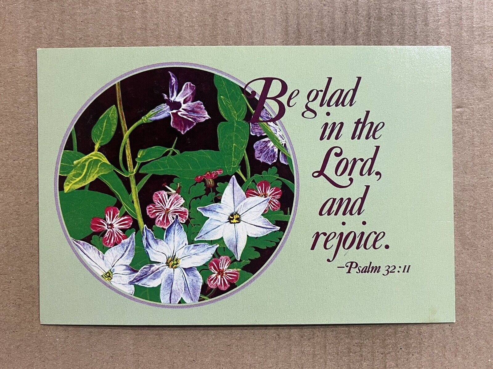 Postcard Bible Psalms 32:11 Old Testament Be Glad In The Lord Vintage Religious