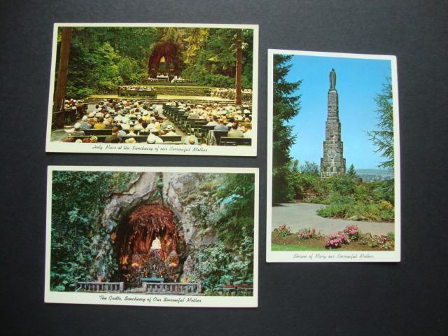 RAILFANS2 *656) 3 STD POSTCARD, PORTLAND OR, SANCTUARY OF OUR SORROWFUL MOTHER