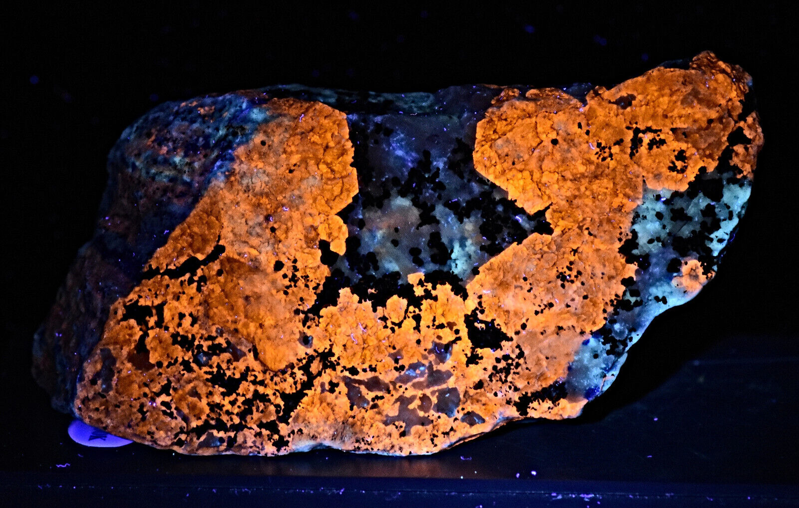 Beautiful Fluorescent Afghanite Combined With Calcite & Pyrite On Matrix 784 Gm
