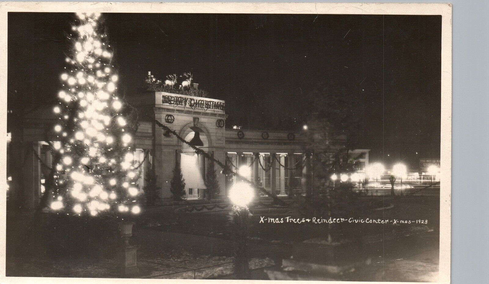 1923 CHRISTMAS LIGHTS DISPLAY denver civic center real photo postcard rppc co