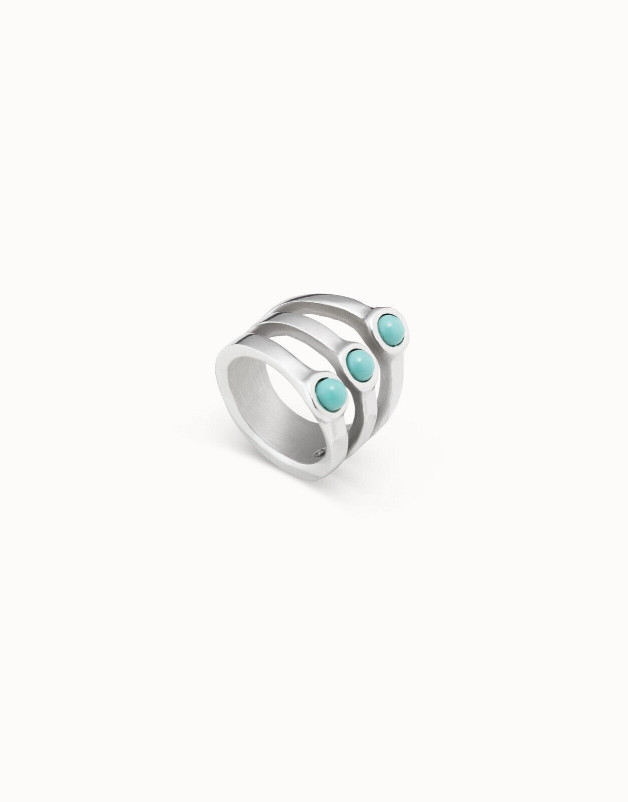 UNO DE 50 SOUL RING SILVER/TURQUOISE SIZE LARGE ANI0782TQSMTL18.NEW IN POUCH