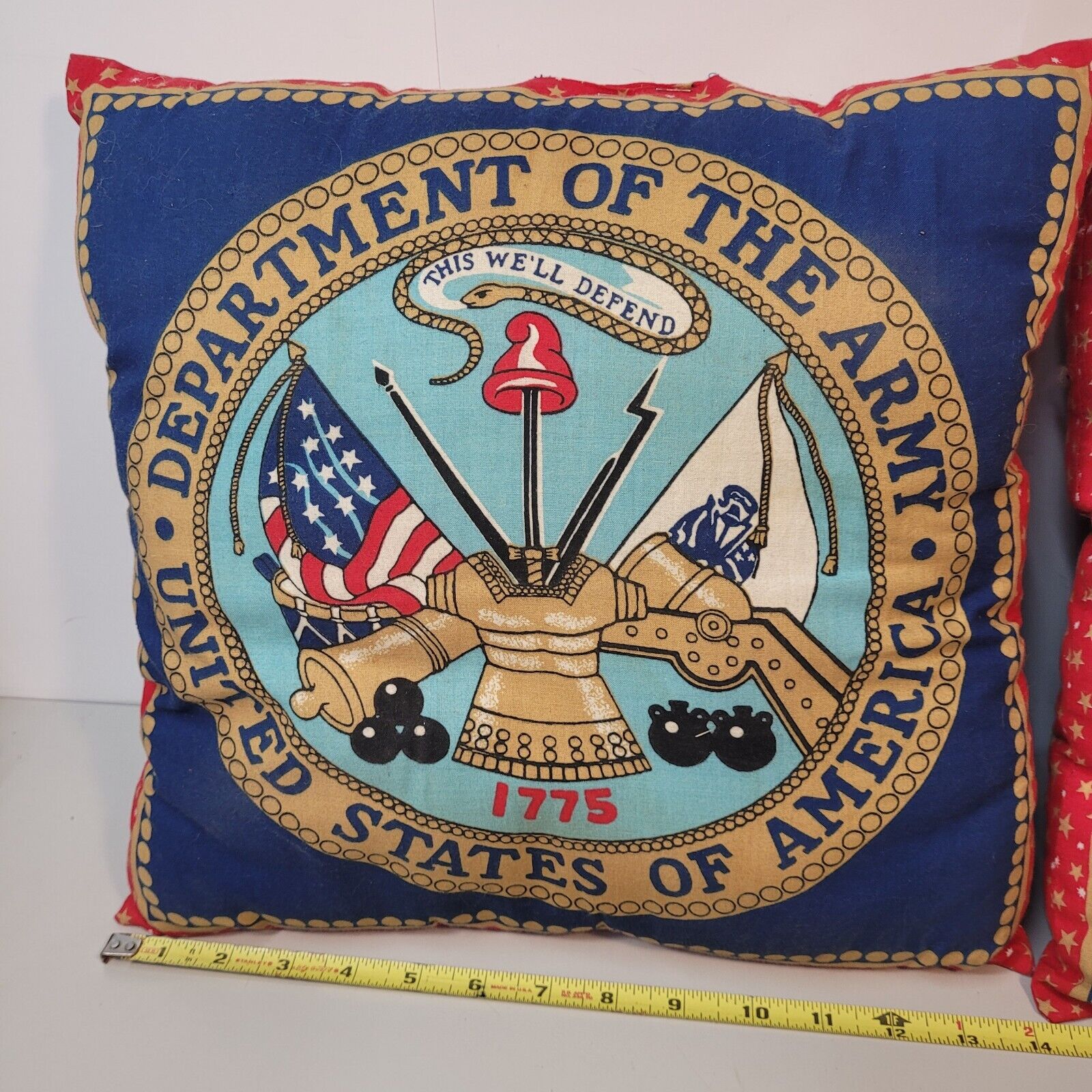 PAIR VTG Department Army 1775 United States USA Decorators Throw Pillows x2 Pcs