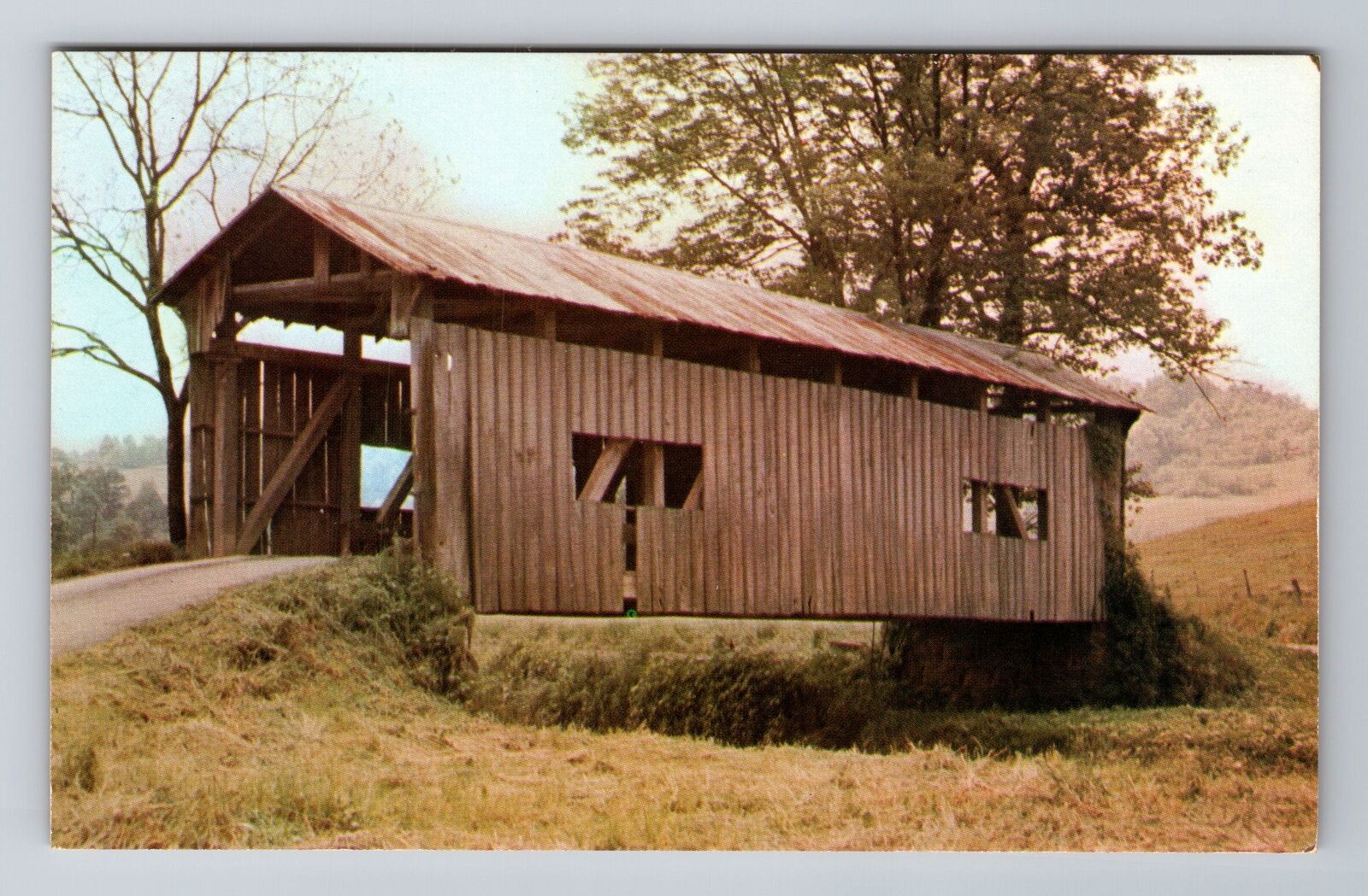 Sycamore Valley OH-Ohio, Covered Bridge, Clear Fork Creek, Vintage Postcard