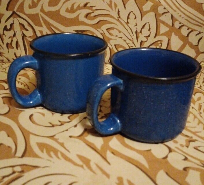 Vintage Marlboro Unlimited Blue Speckled Stoneware Coffee Mug - Set of 2(16oz)