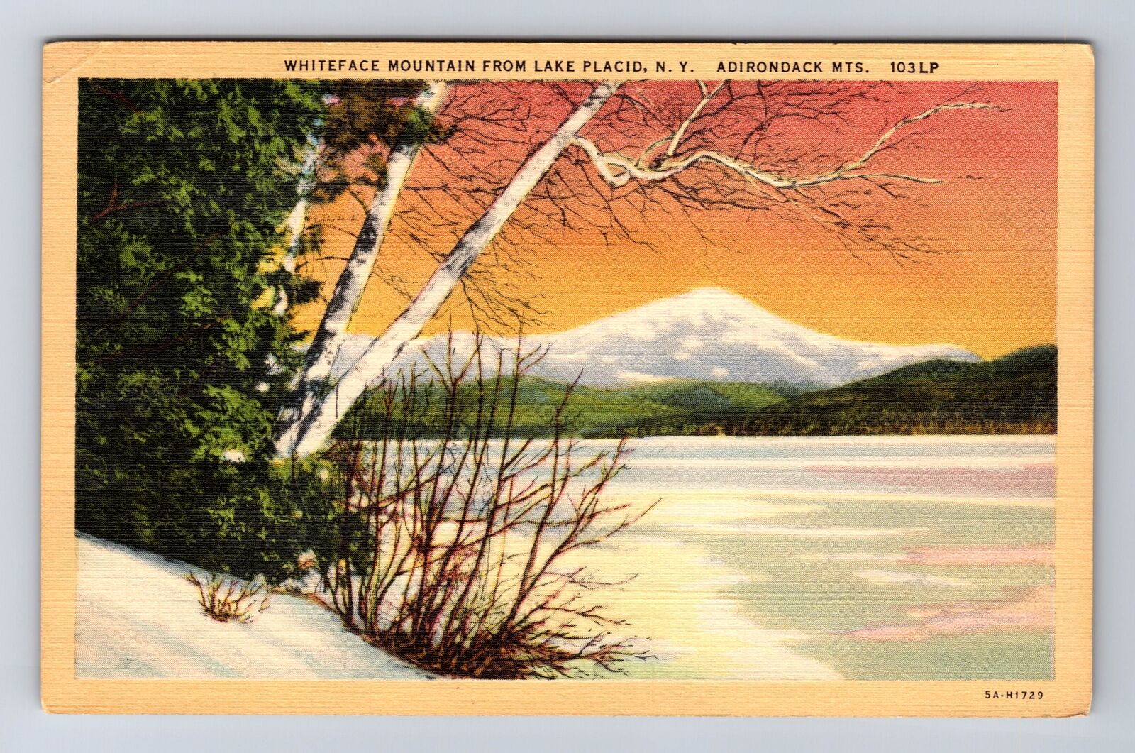 Lake Placid NY-New York, Whiteface Mountain, Antique, Vintage Postcard