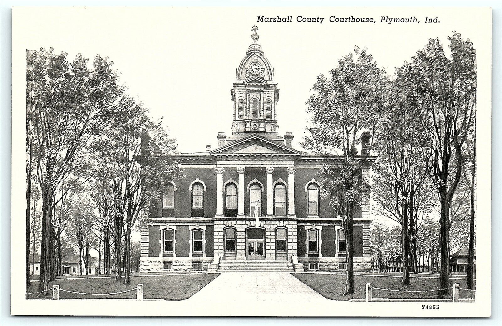 Postcard IN Plymouth Marshall Country Courthouse D12