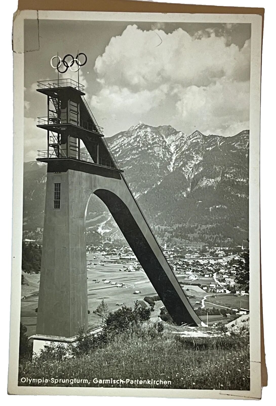 Real Photo Postcard Olympia Sprungturm Garmisch Partenkirchen Berlin Germany ‘36