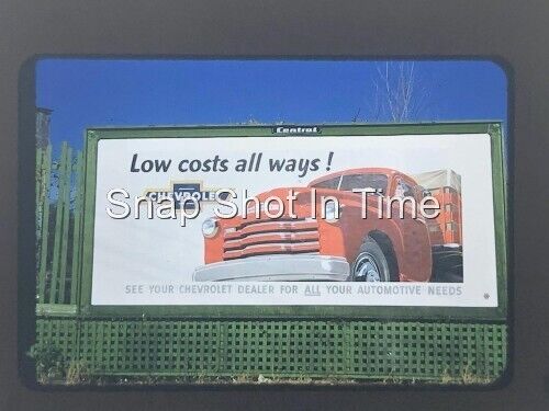 Chevy 1952 Red Truck on billboard advertising 35 mm slide