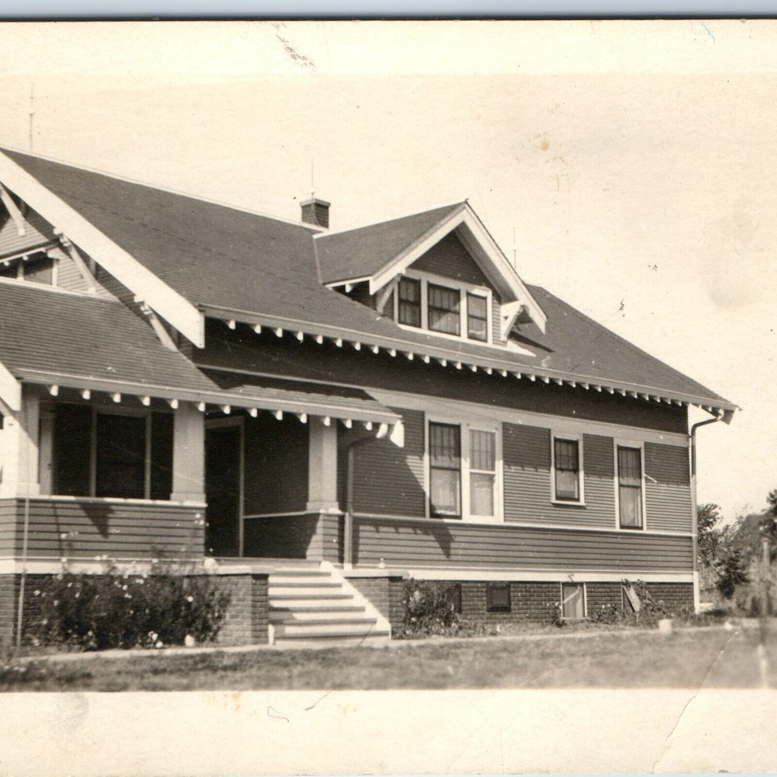 c1910s Nice Craftsman House RPPC Bungelow Home Fancy Woodworking Real Photo A260