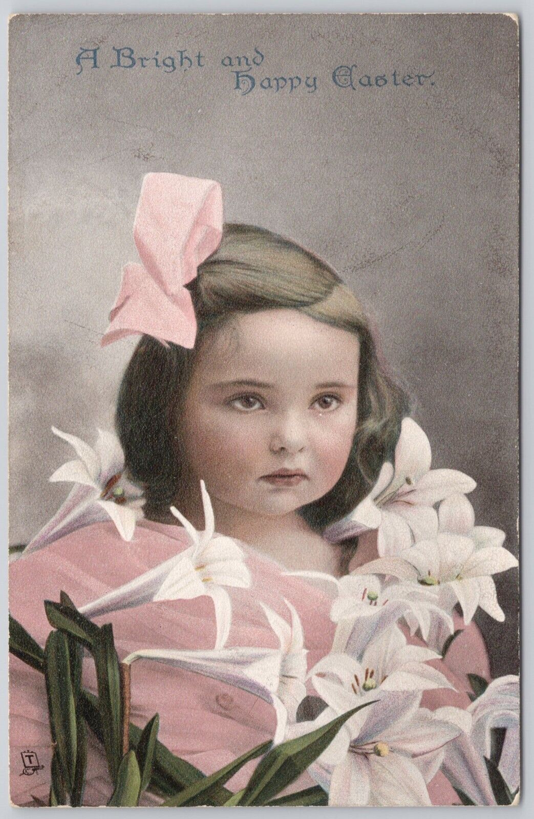 Little Girl with Flowers, Easter Divided Back Postcard