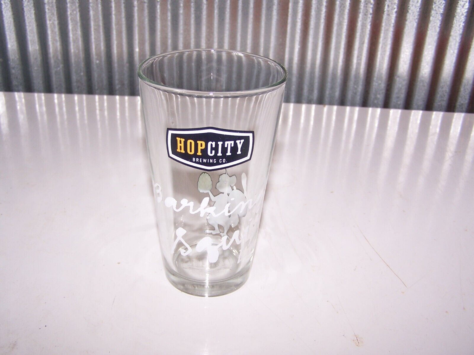 Vintage HOP CITY BREWING CO.  Beer Glass THE BARKING SQUIRREL LAGER