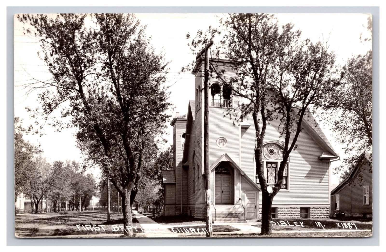 RPPC First Baptist Church, Sibley Iowa IA Postcard