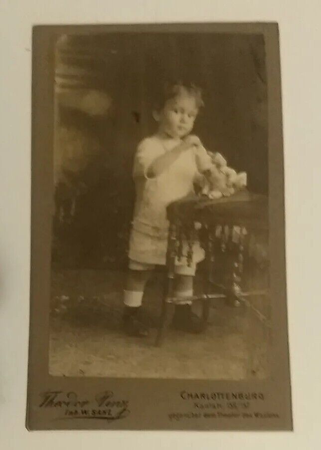 Germany Vintage CDV Photo Card Child W/ Doll Charlottenburg Berlin Theodor Penz