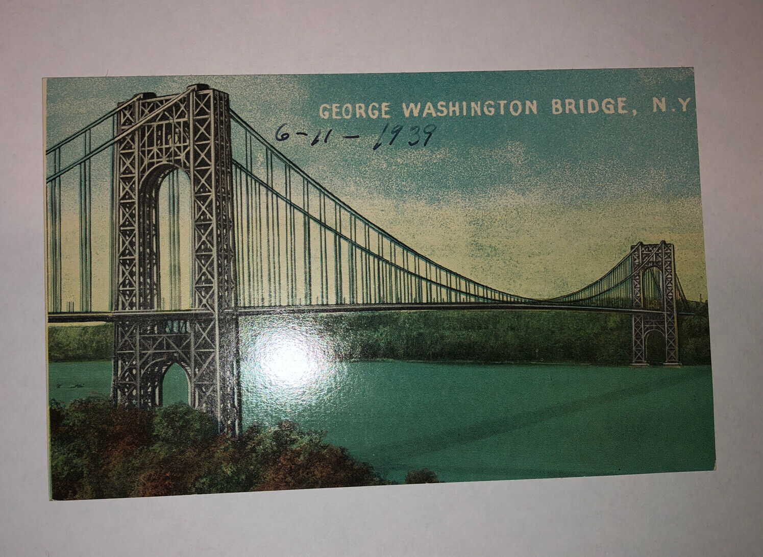Vintage Postcard George Washington Bridge New York City New York 1939 Unusual