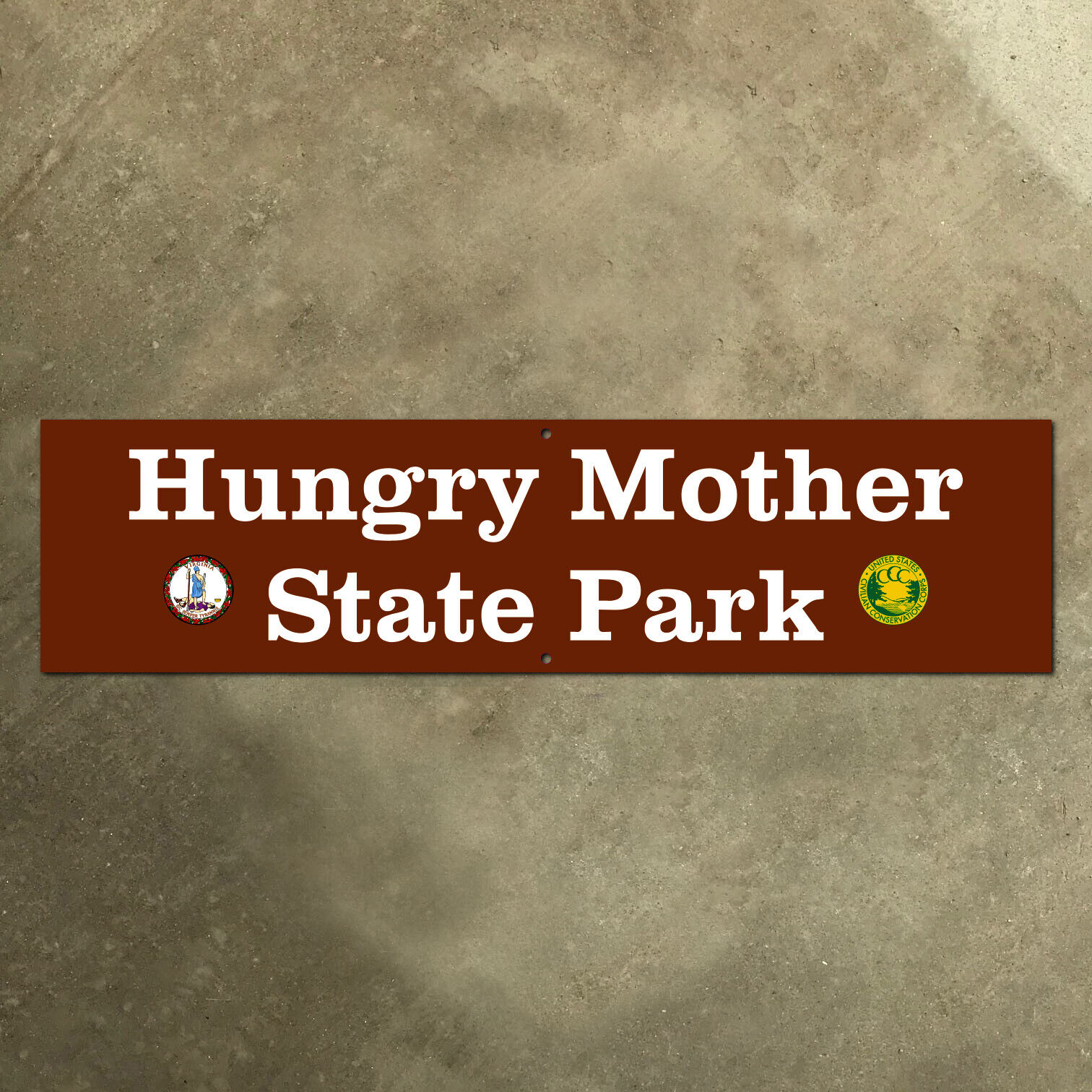 Hungry Mother State Park Virginia highway road sign welcome forest nature 36x9