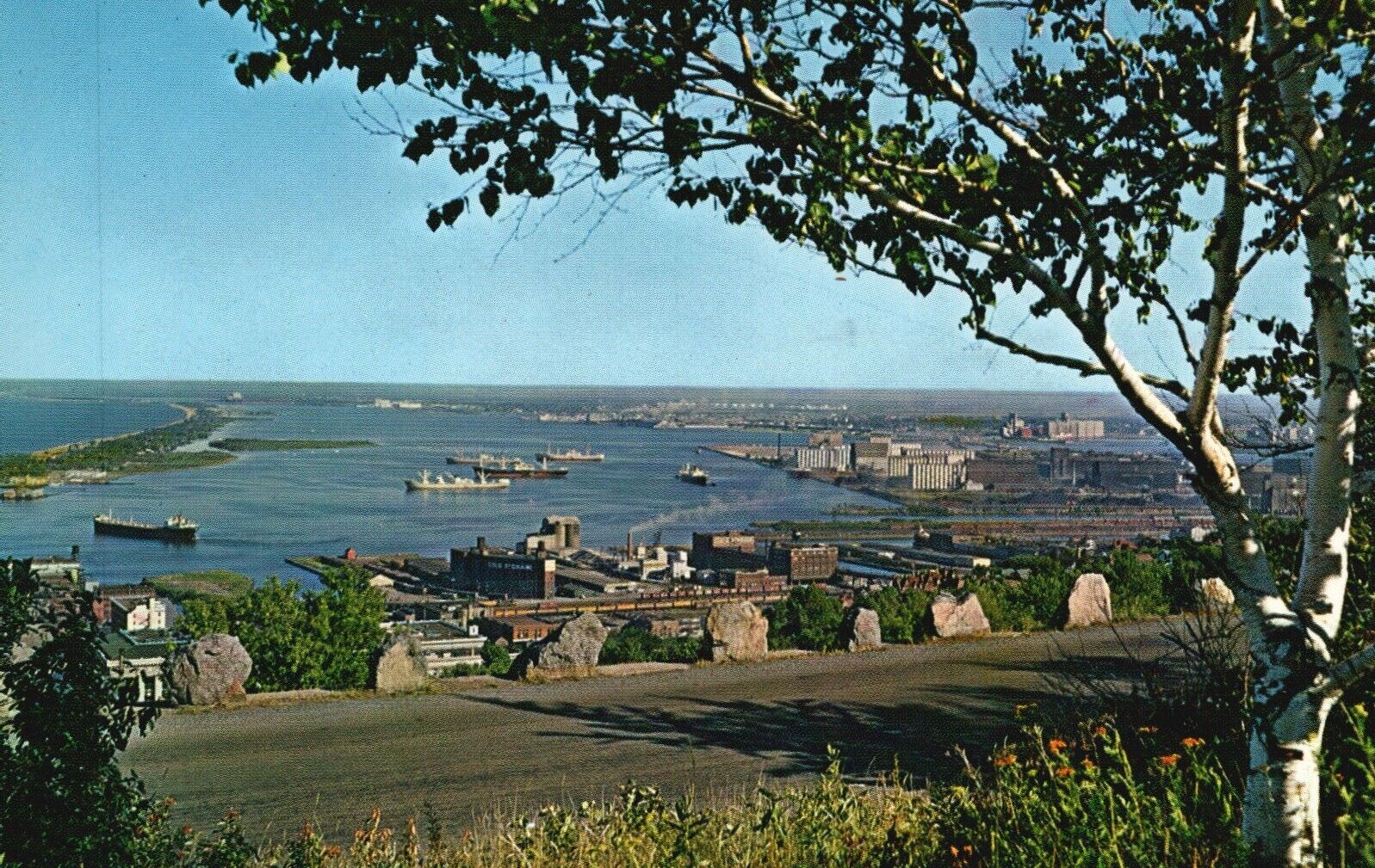 Postcard MN Duluth View from Boulevard Drive Harbor Chrome Vintage PC G8447