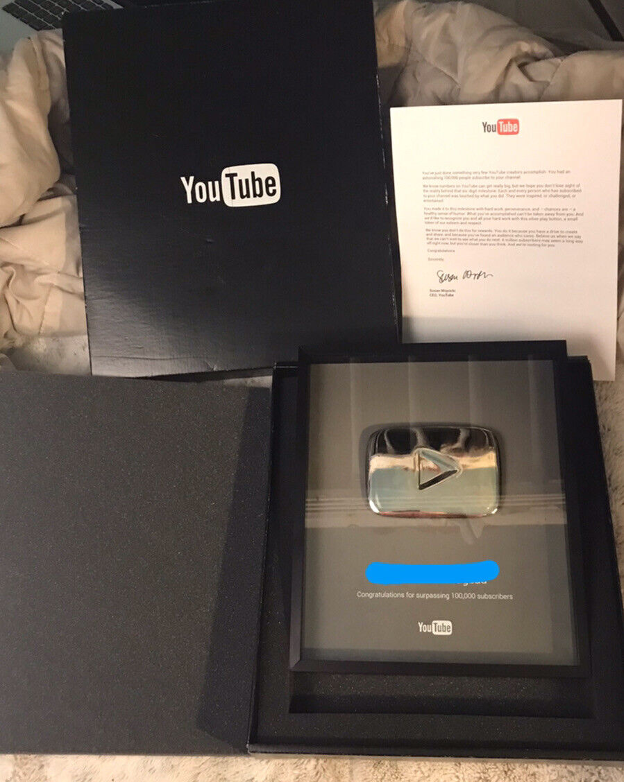 YouTube 100k Play Button Plaque (100% Authentic) 2017