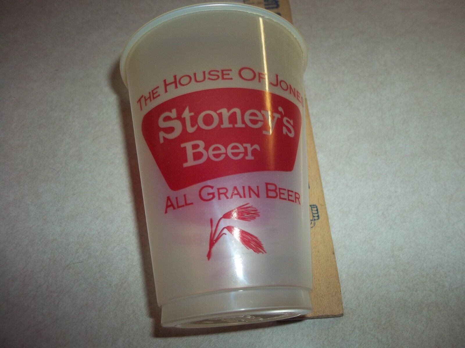 Vintage STONEY\'S BEER Plastic Drinking Cup Pennsylvania Pa. Bar Tavern Saloon