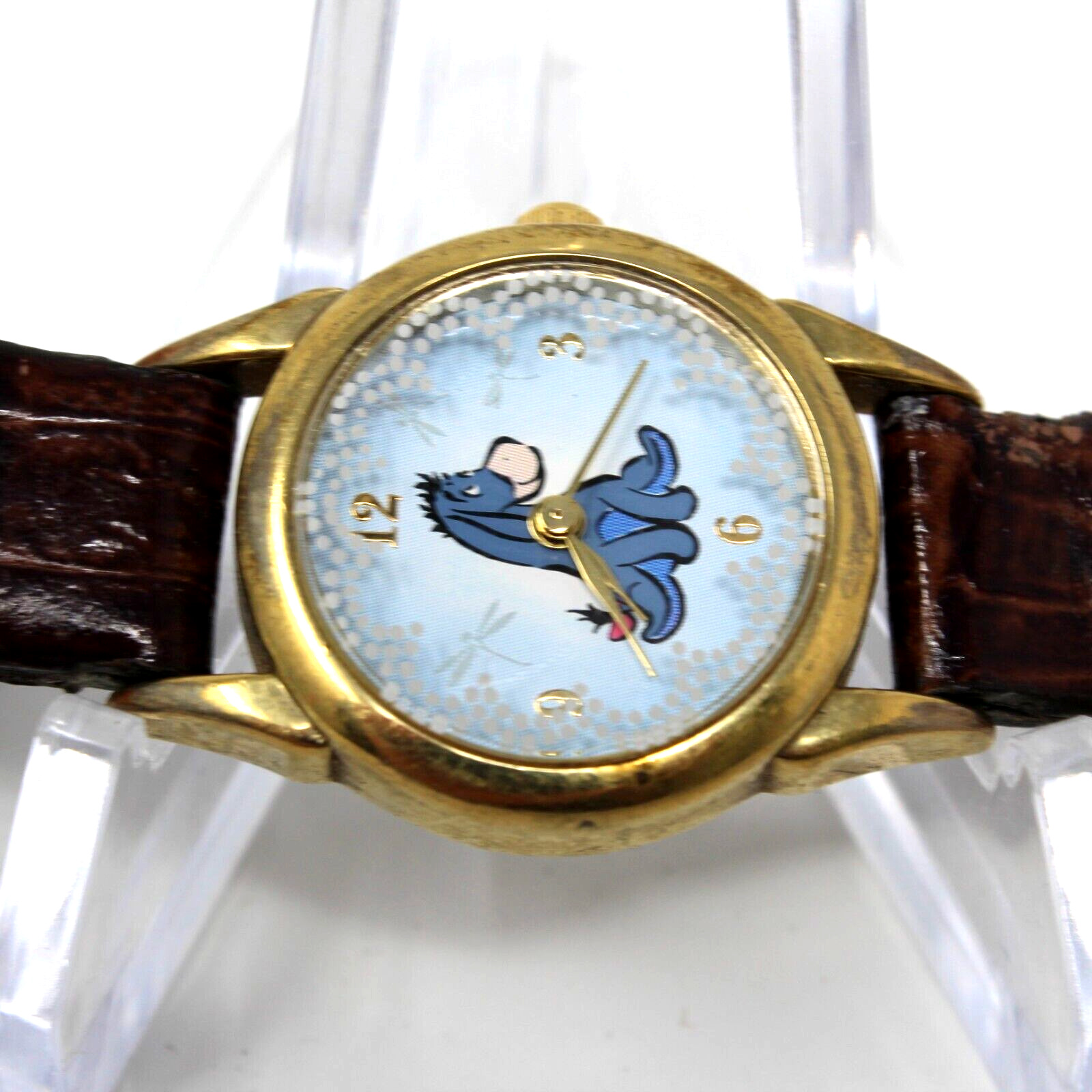 The Disney Store Exclusive Eeyore Gold Tone Watch Yellow Dial Tested & Working