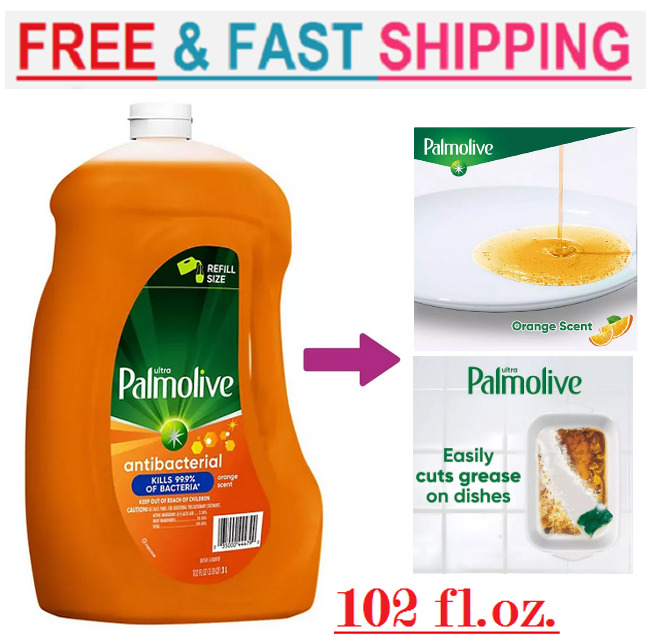 New Palmolive Antibacterial Dishwashing Liquid Dish Soap, Orange (102 fl.oz.)