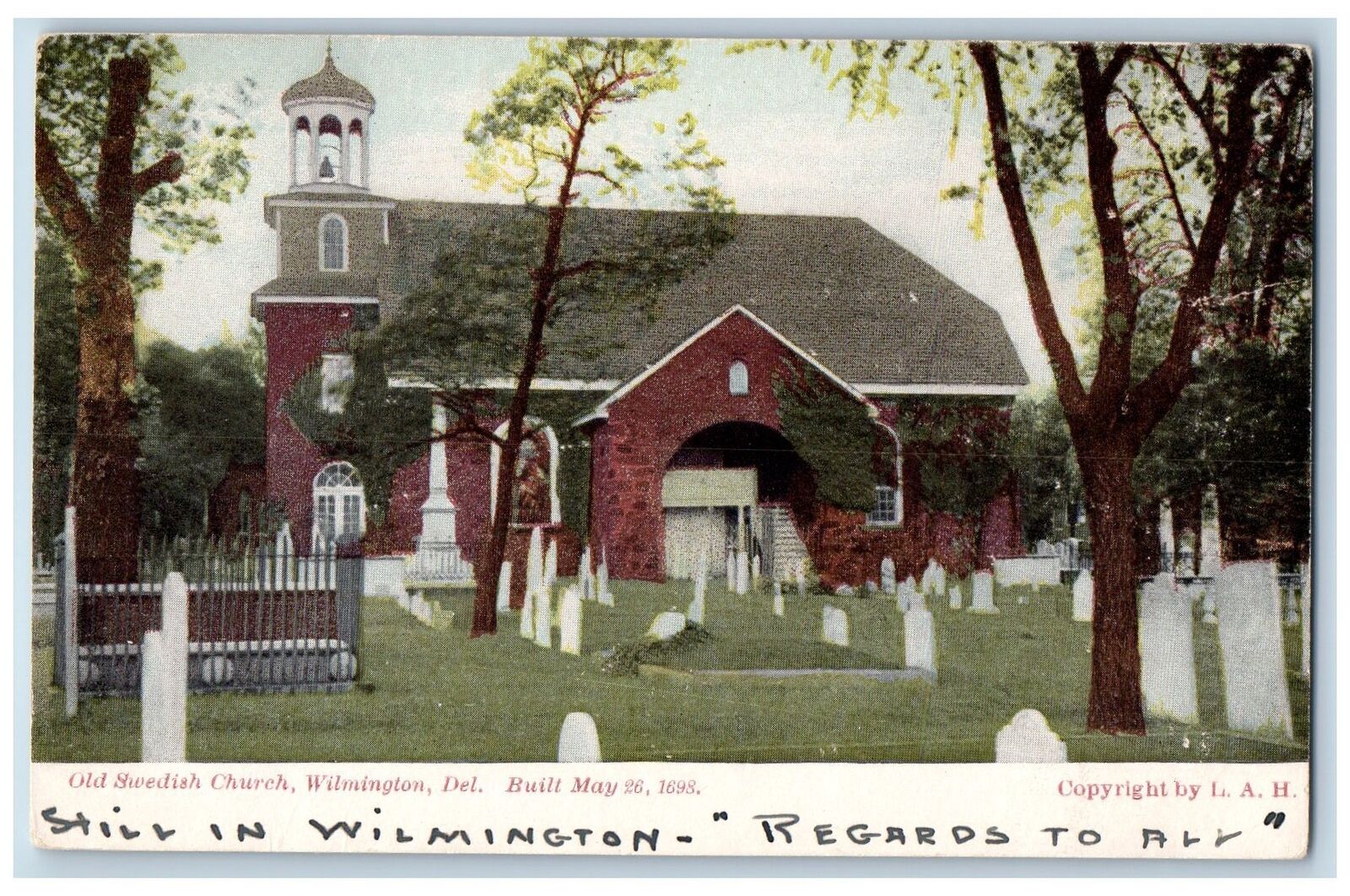 c1905 Old Swedish Church Built May 26, 1698 Wilmington Delaware Antique Postcard