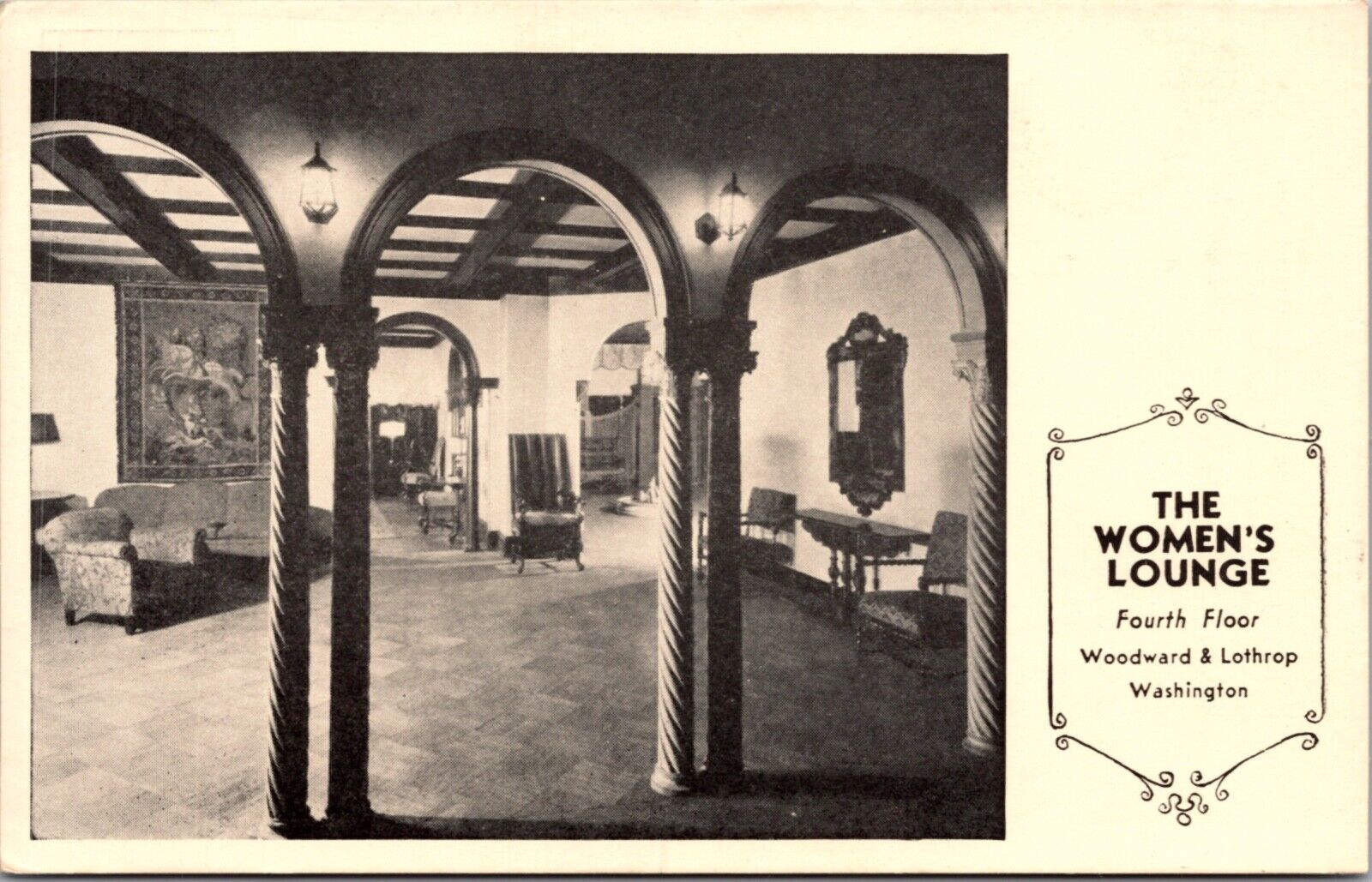 Postcard The Women\'s Lounge Woodward & Lothrop in Washington D.C.