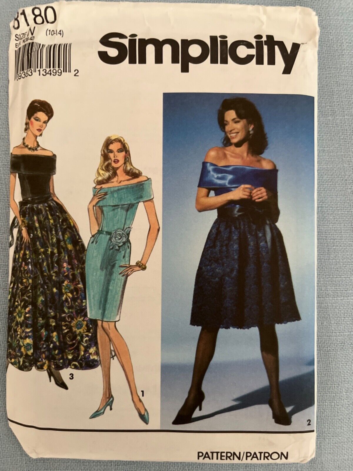 Simplicity Vintage Pattern 8180 Formal Evening Dresses Sz 10 to 14 NIP Year 1992