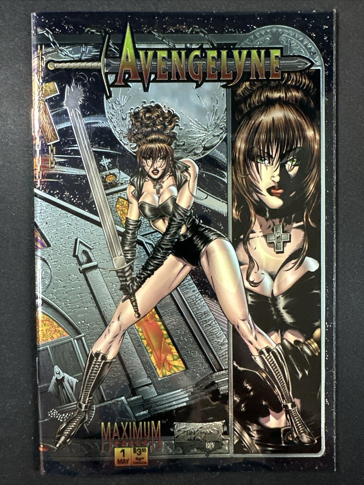 AVENGELYNE #1 Maximum Press 1995 Wraparound Chromium Cover Near Mint *A5