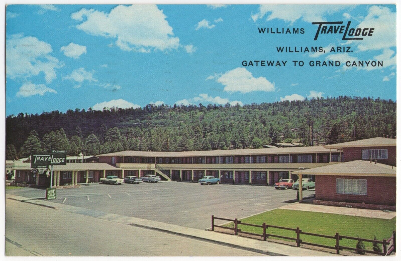 Williams Travel Lodge Gateway to Grand Canyon Williams AZ Posted 1963 Chrome