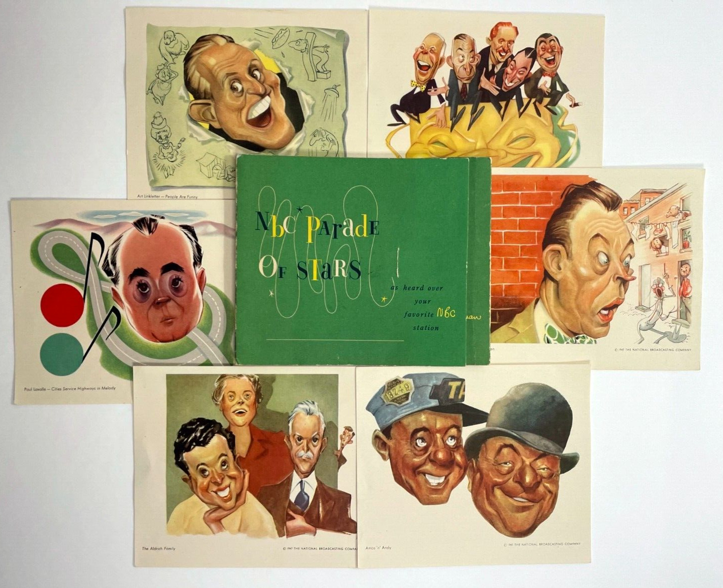 1947 NBC Parade Of Stars Caricature Portrait Prints Folio By Sam Berman Complete