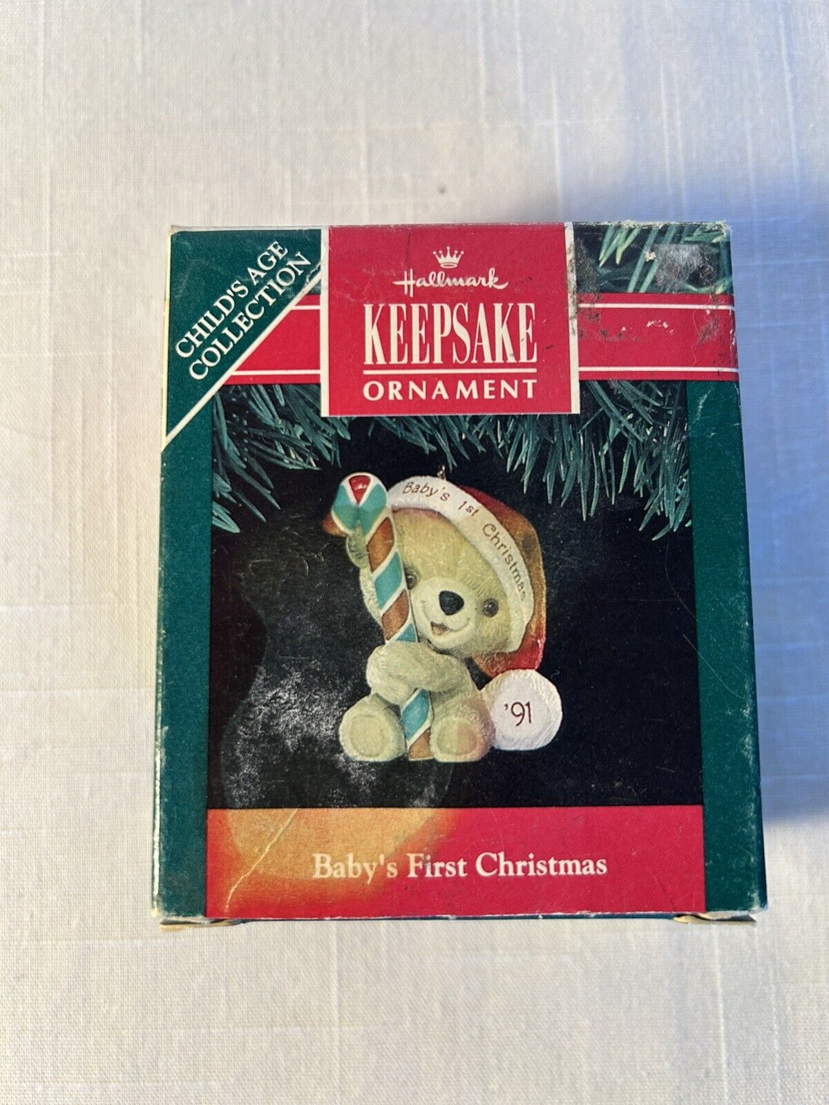 HALLMARK Vintage 1991 Keepsake Collection Baby’s First Christmas Ornament Bear