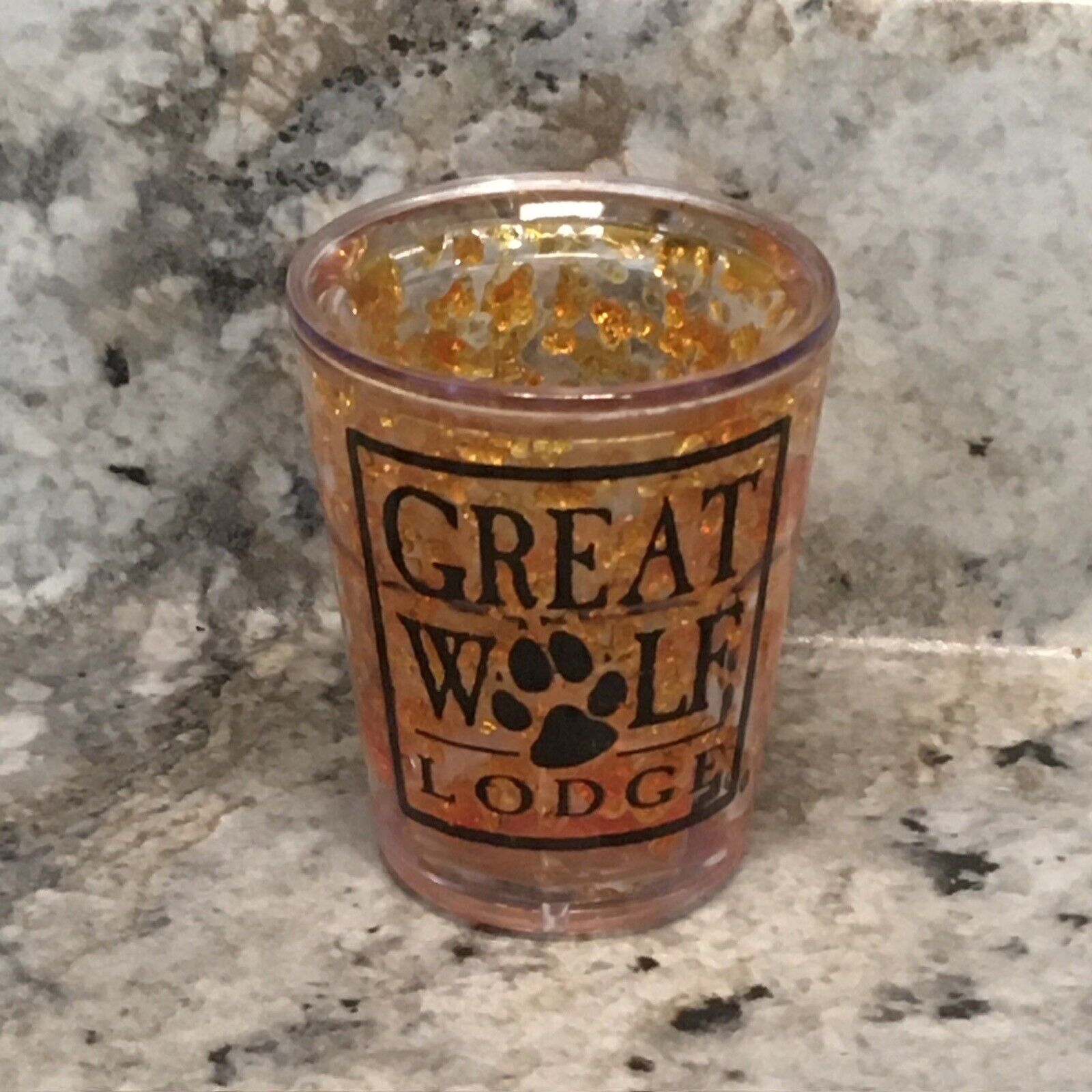Great Wolf Lodge Shot Glass Orange Plastic