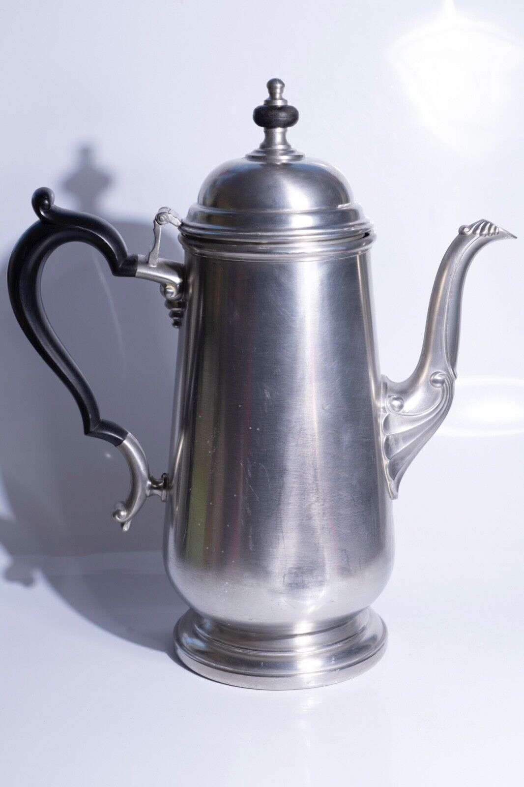 VTG Oneida Heirloom Pewter Set Teapot Black Bakelite Handle, Sugar Bowl, Creamer