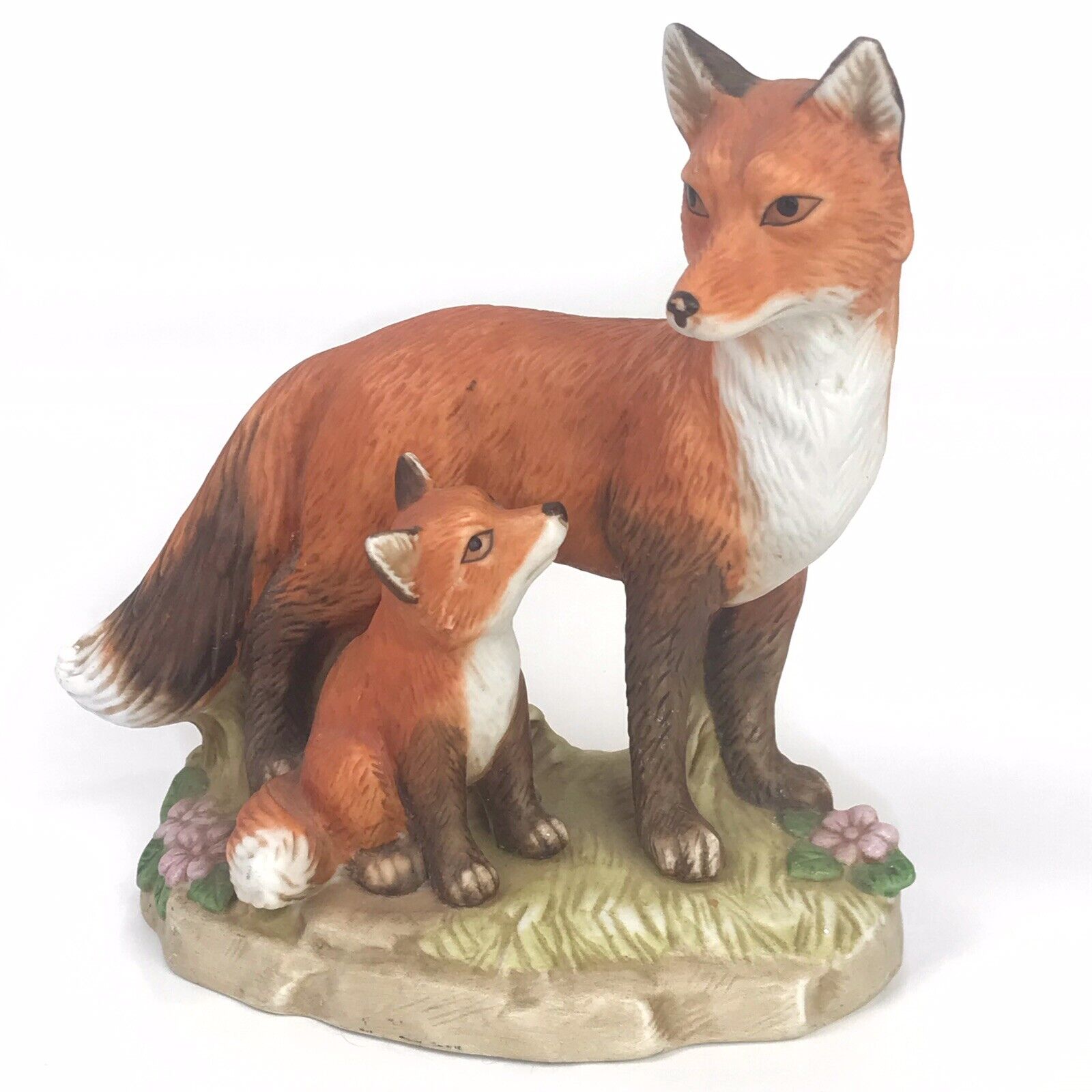 Vintage Red Fox Mom And Baby Kit Figurine HOMCO 1417 - 4.5” Tall
