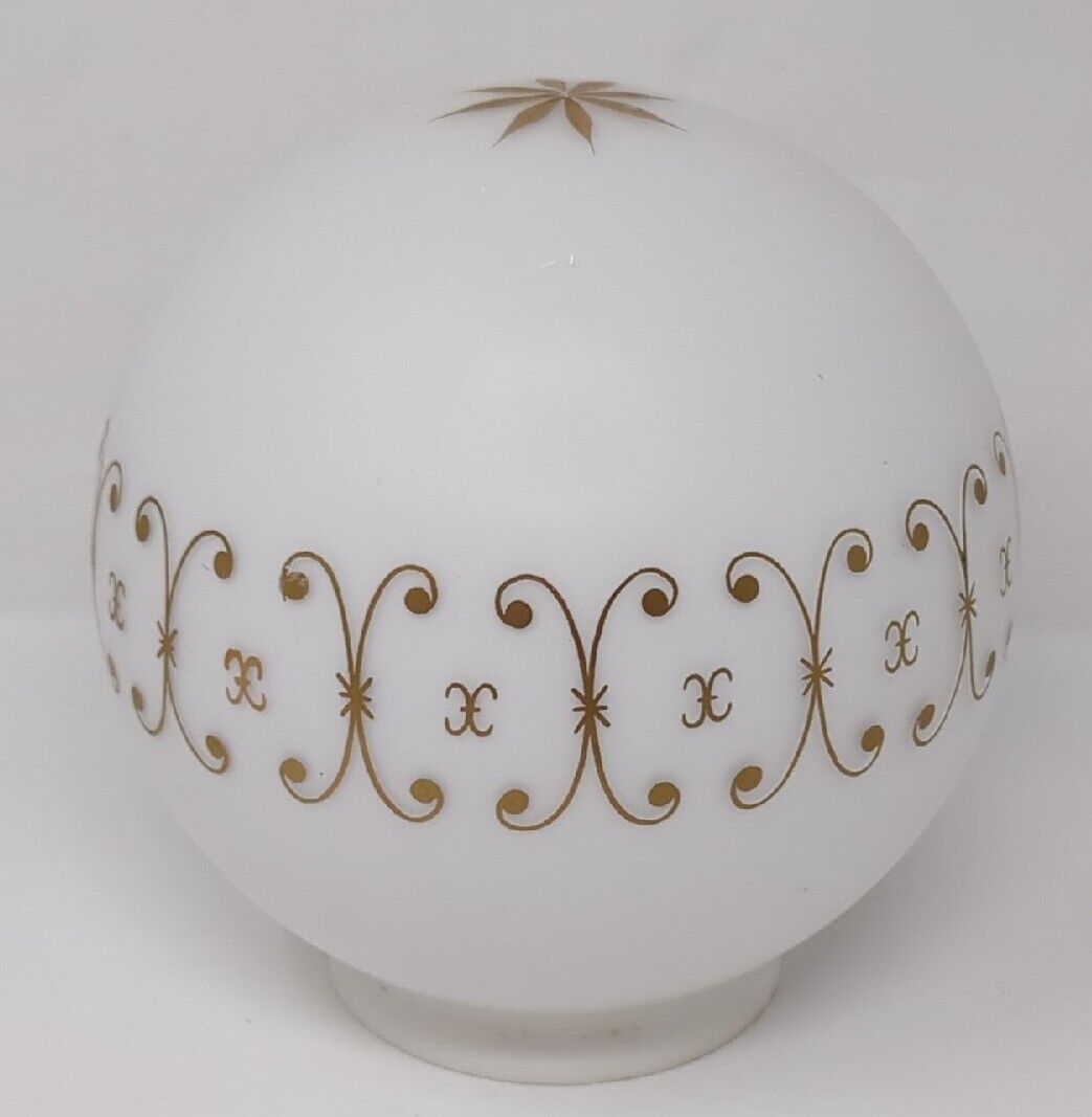 Mid Century Modern Vianne VV France Frosted Glass Globe Shade Atomic Vintage