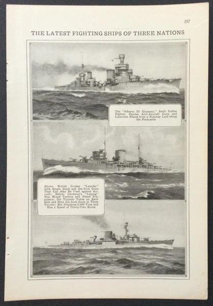 “Latest Fighting Ships” 1931 pictorial Alberto Di Giussano Leander Leipzig