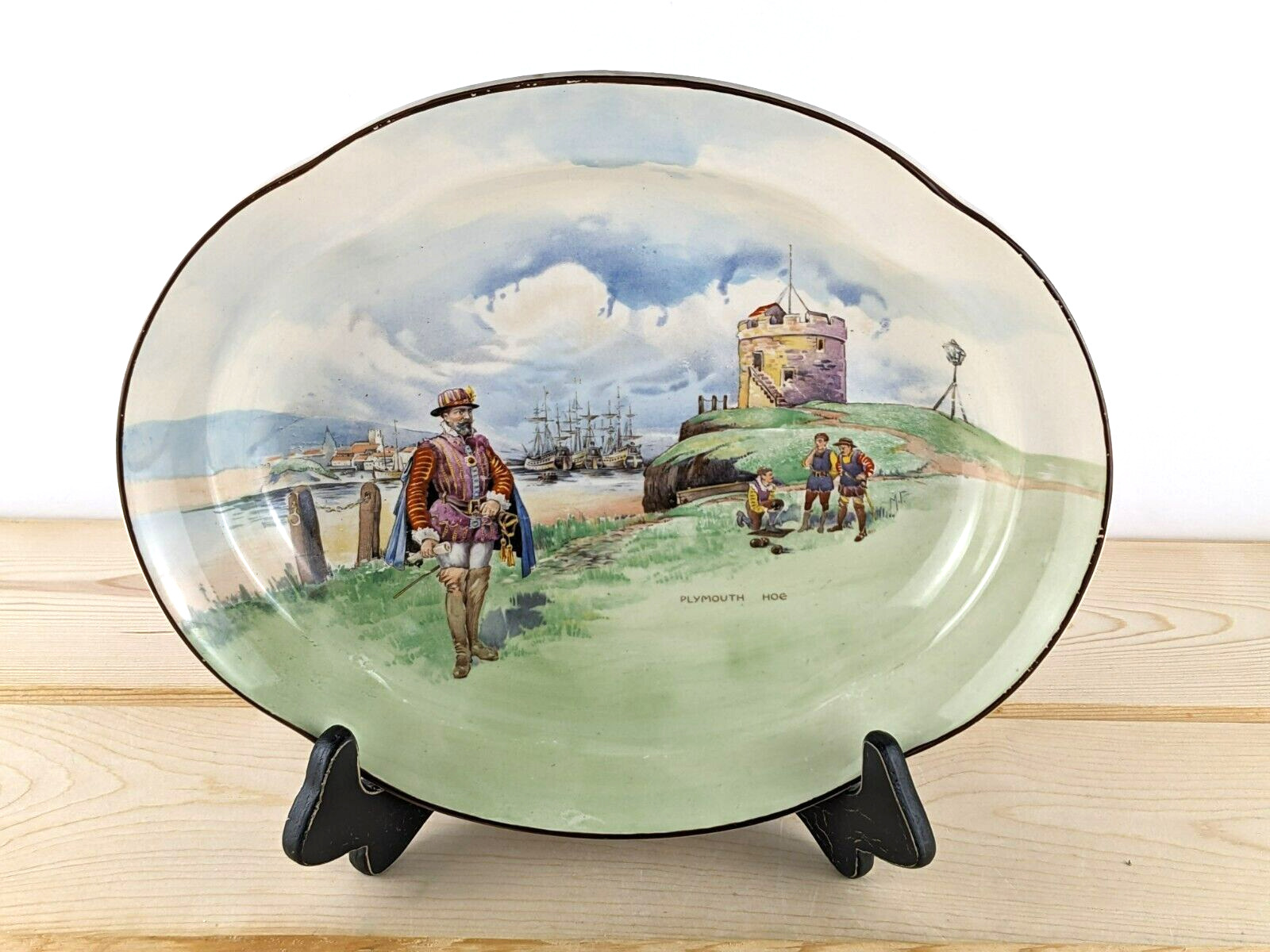 Antique Royal Doulton Sir Francis Drake Plymouth Hoe Serving Bowl  or Platter