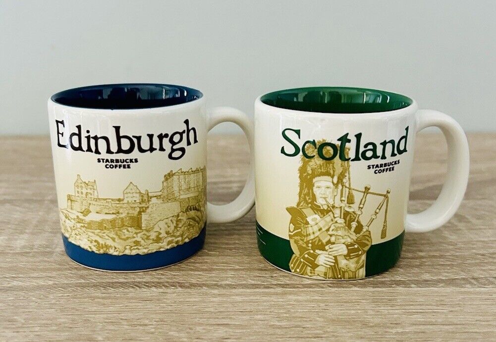 Set Of 2 Starbucks Mini Espresso Cups Scotland & Edinburgh 3 oz. Demitasse Icon