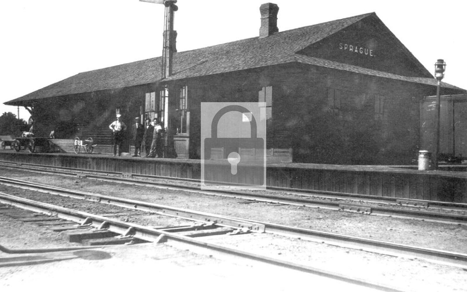 Railroad Train Station Depot Sprague Washington WA Reprint Postcard