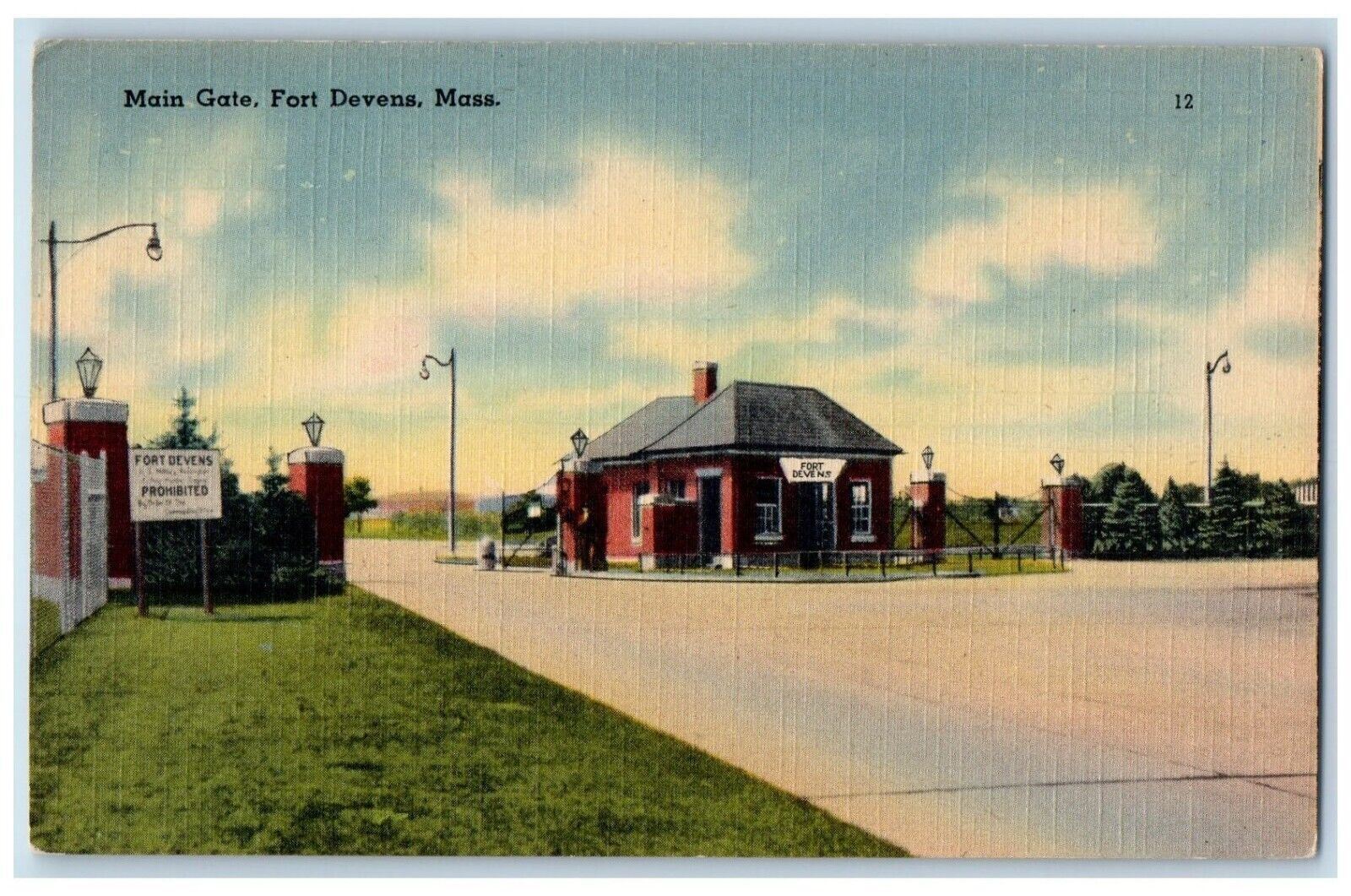 c1930\'s View Of Main Gate Fort Devens Massachusetts MA Unposted Vintage Postcard