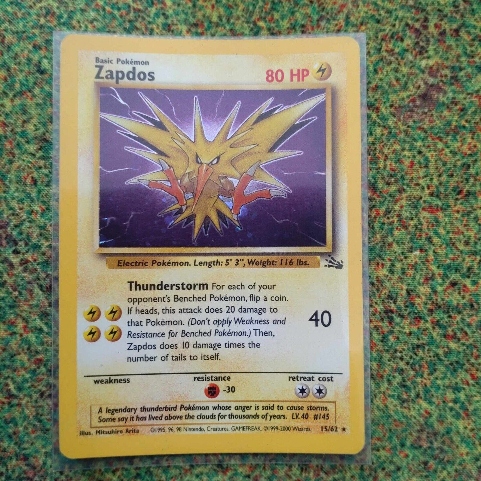 Pokémon Trading Cards Fossil Set Zapdos Mint / Near Mint 15/62