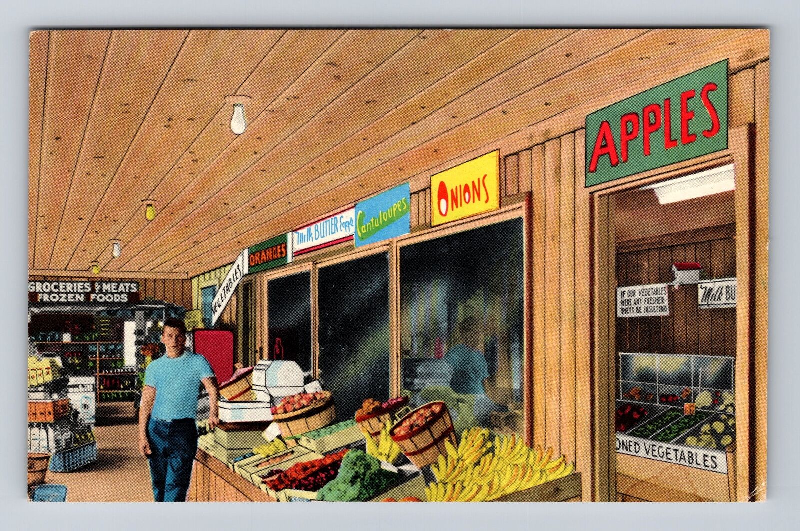 Houghton Lake MI-Michigan, Clarence Drive In Market Advertising Vintage Postcard