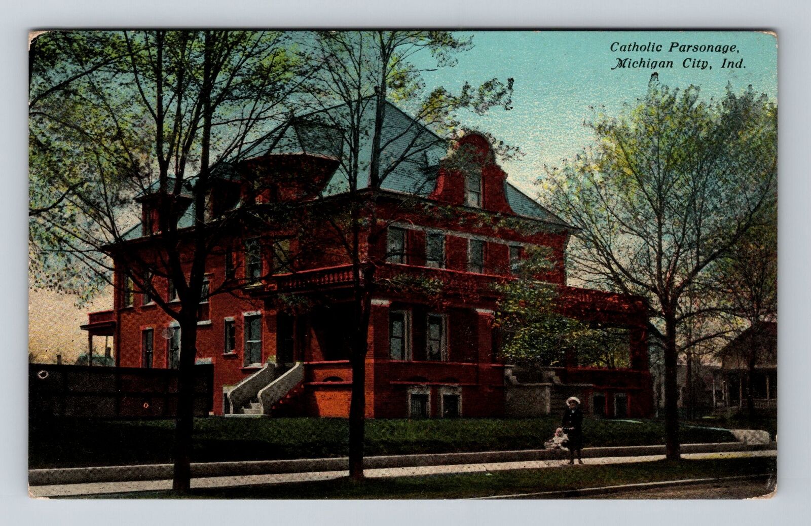 Michigan City IN-Indiana, Catholic Parsonage, Vintage Postcard
