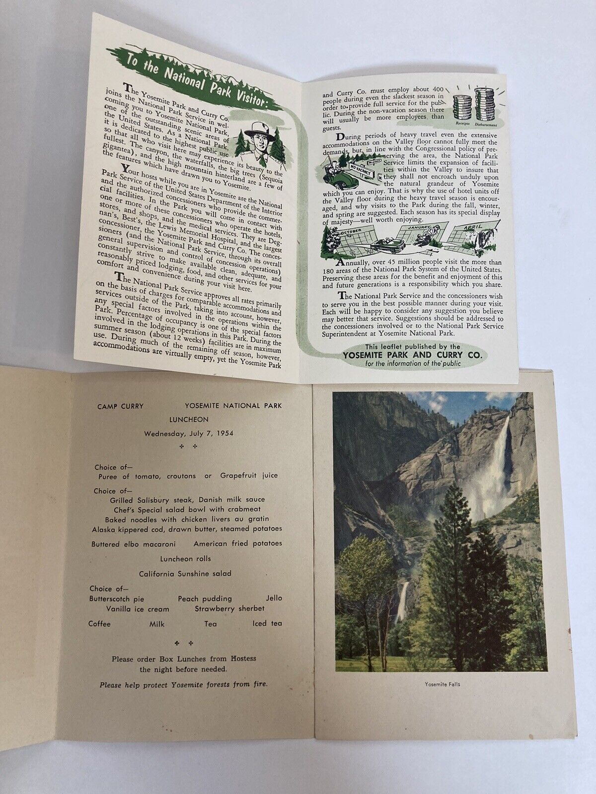 Welcome To Yosemite 1950s National Park Brochure Camp Curry Menu El Capitan 1954