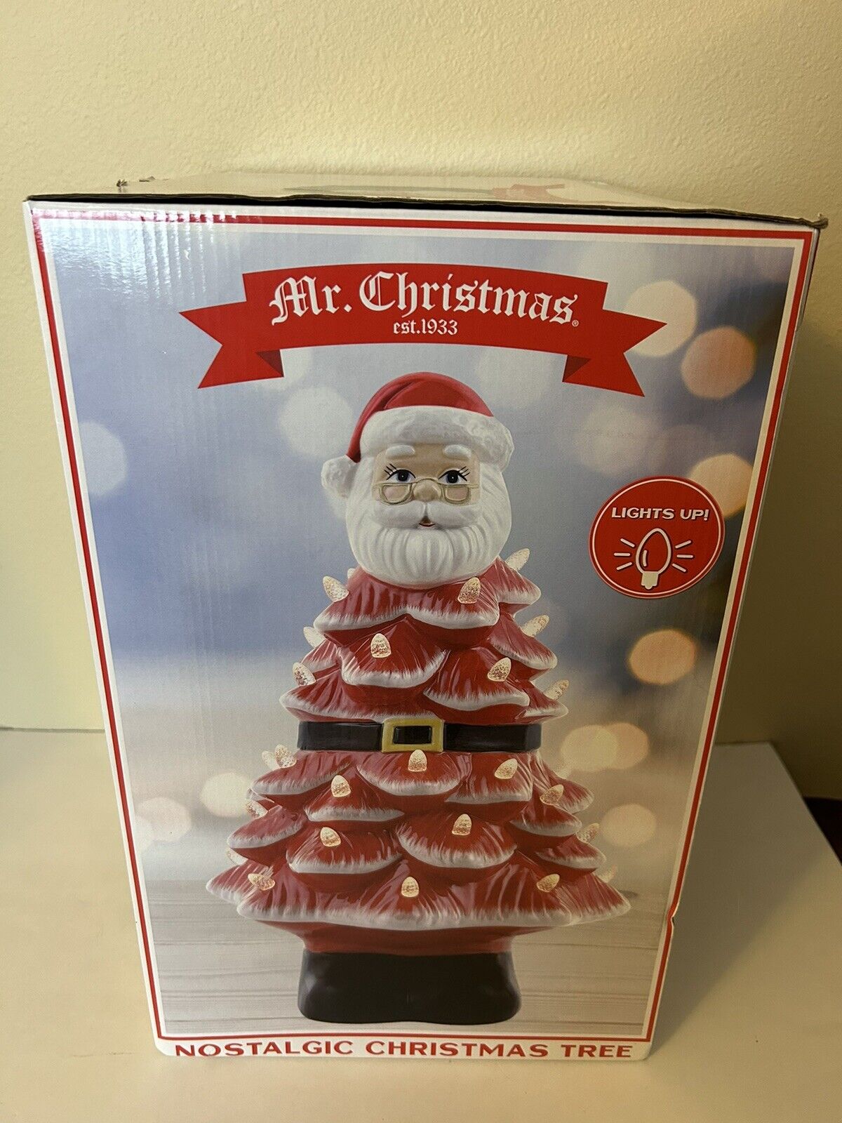 NEW Mr. Christmas Nostalgic Ceramic Christmas Tree 14.5” LED White Lights Santa