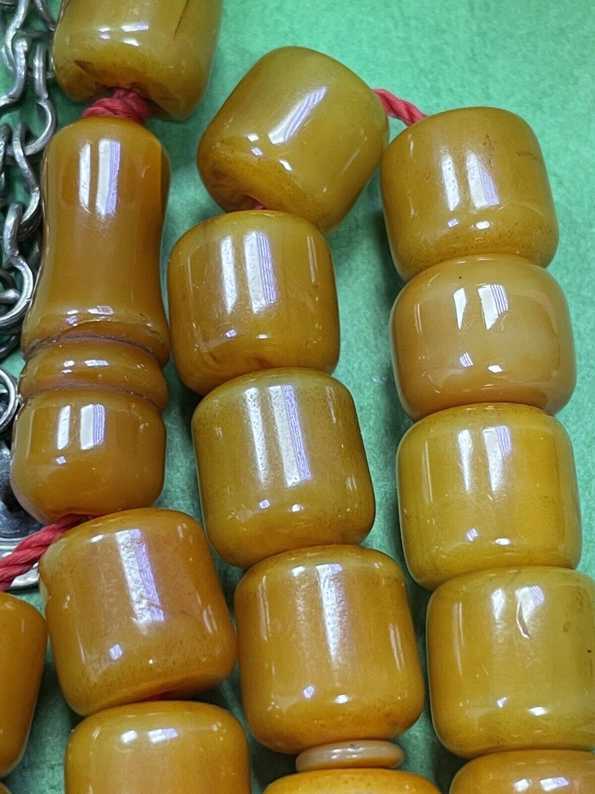 Antique Miscky Butter scotch Yellow Amber bakelite islamic  prayer 33 beads 85g