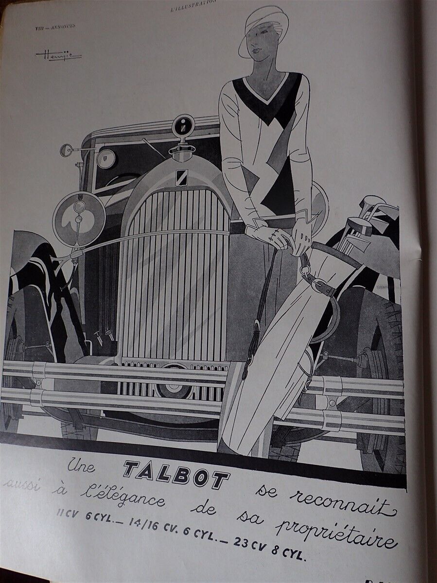 Automobile TALBOT by HEMJIC + IDEAL CLASSIC pub paper ILLUSTRATION 1930 eb